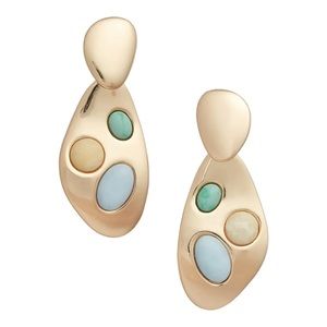 NORDSTROM | Inset Stone Drop Earrings Light Gold | NWOT